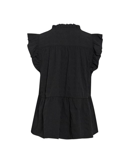 Part Two Zwarte Blouse Met Ruches Mouwen in het Black