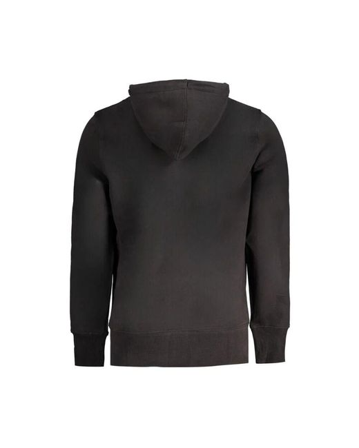 Felpa con cappuccio in cotone nero stampa logo di Calvin Klein in Black da Uomo