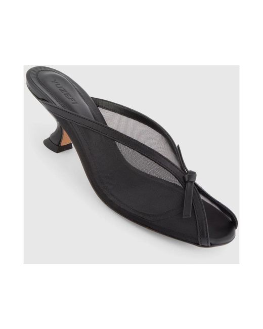 Yuzefi Black Heeled Mules