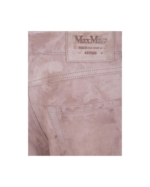Max Mara Purple Leather Trousers