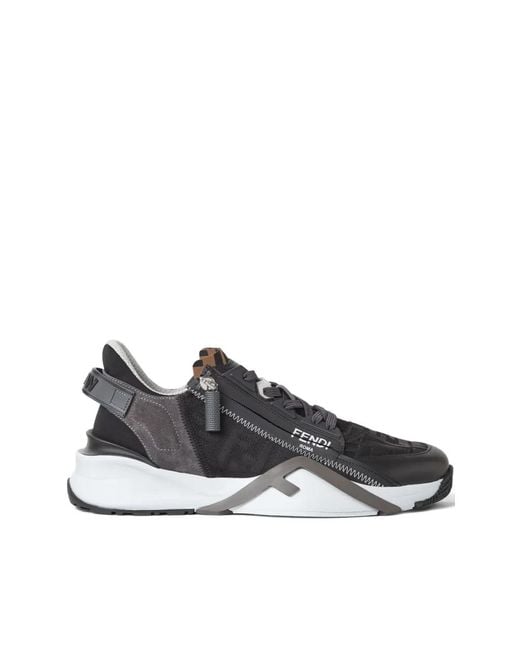 Fendi Sneaker Mit Elastischen Bändern Und Diagonalem F in Gray für Herren