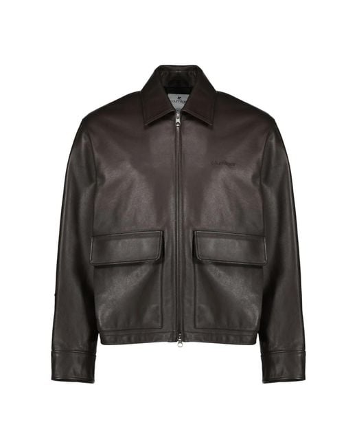 Courreges Black Leather Jackets for men