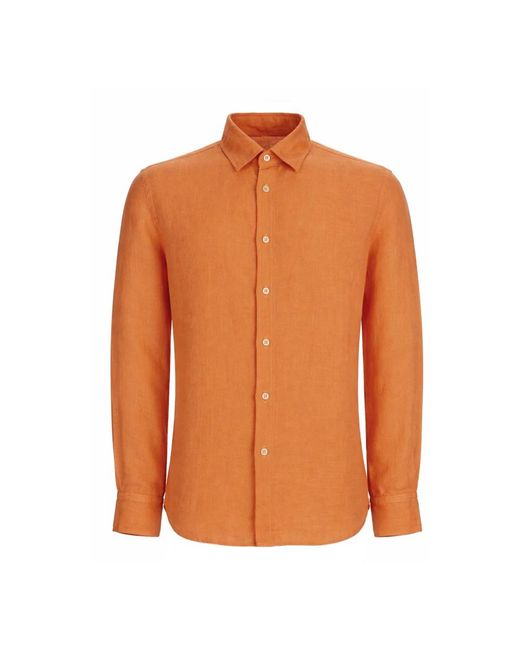 120% Lino Orange Casual Shirts for men