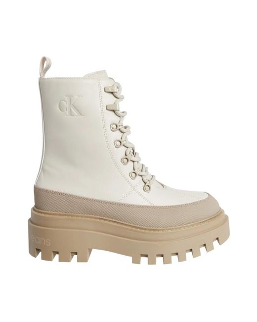 Calvin Klein Natural Lace-Up Boots