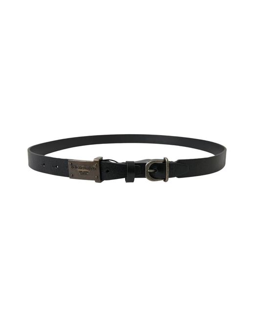 Cintura in pelle con fibbia logo antico di Dolce & Gabbana in Black da Uomo