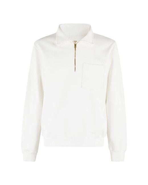 Fortela Weißer Sweatshirt Mit Halbem Reißverschluss Und Brusttasche in White für Herren
