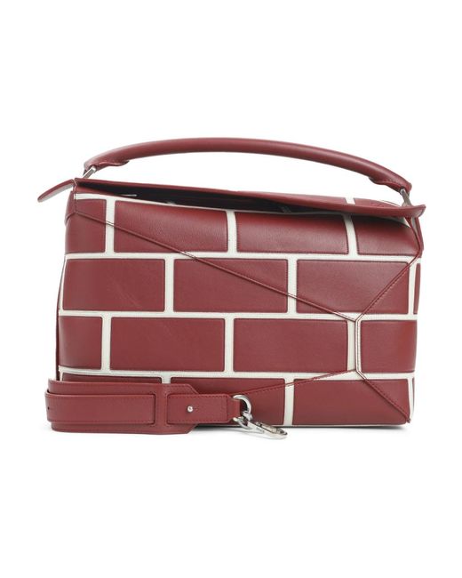 Loewe Gebrande Rode Puzzle Edge Brick Tas in het Red