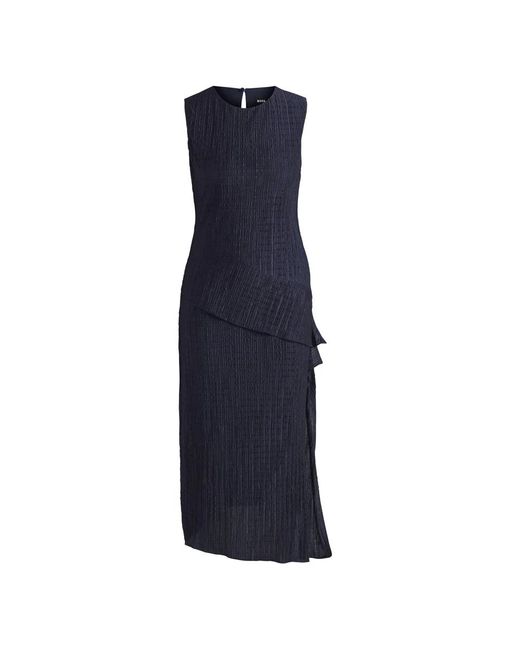 HUGO Kleedjes ,Blauw ,Polyester Elegante Mouwloze Lange Jurk in het Blue