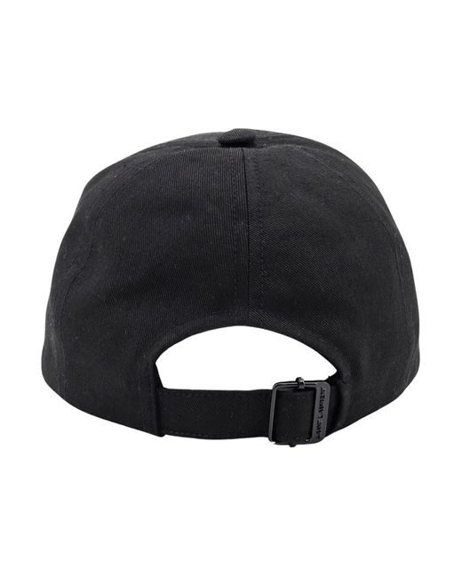 Saint Laurent Black Schwarze gabardine kappe mit gebogenem schirm