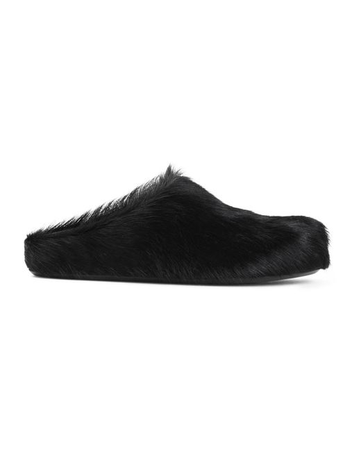 Marni Black Schwarze Leder Slip-On Sandalen