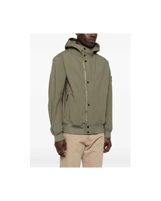 Stone Island Jassen ,Groen ,Hooded Zip Bomber Jacket in het Green voor heren
