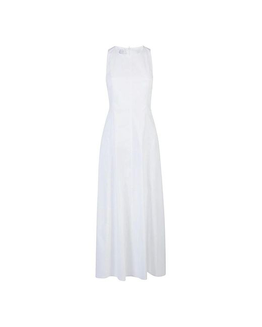 Eleventy White Elastisches Baumwoll-Langkleid