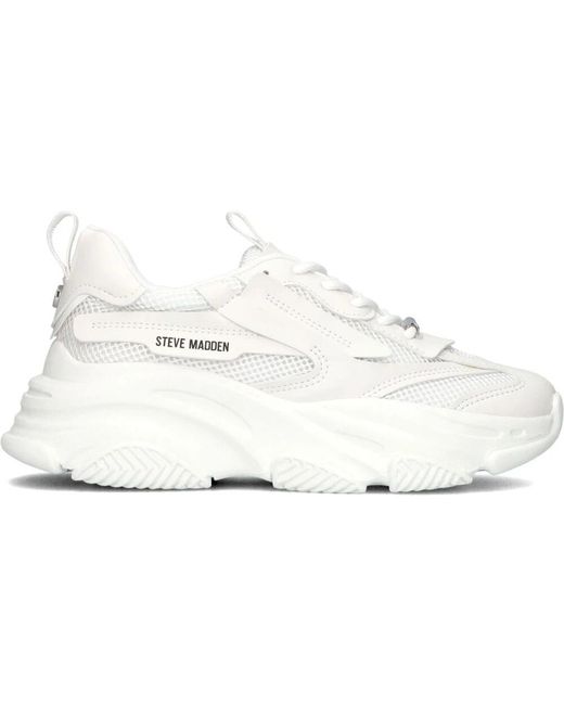Steve Madden White Weiße Mesh-Sneaker Mit Lederlook-Akzenten