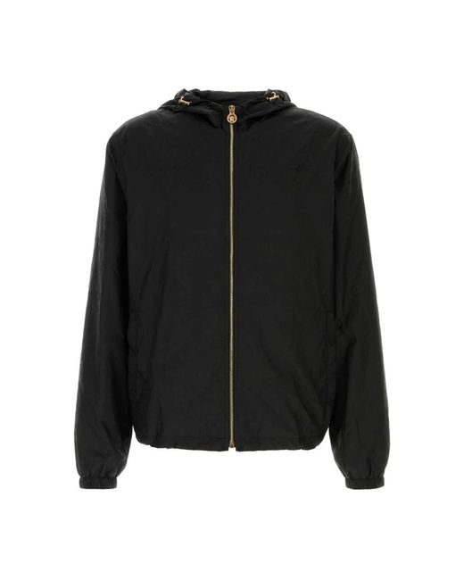 Versace Jassen ,Zwart ,Nylon Zwarte Nylon Jack Sweatshirts in het Black voor heren