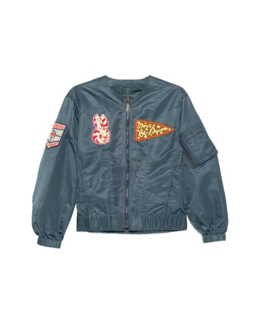KENZO Badges Light Collarless Bomber in het Blue