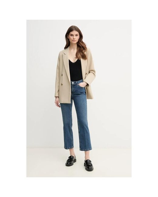 Ouí Medium Waist Cropped Jeans in het Blue