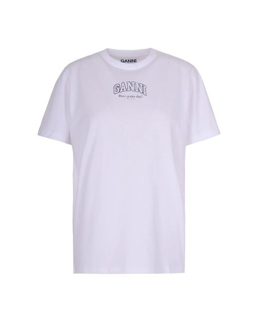 Ganni Essential Basic T-Shirt in het Purple