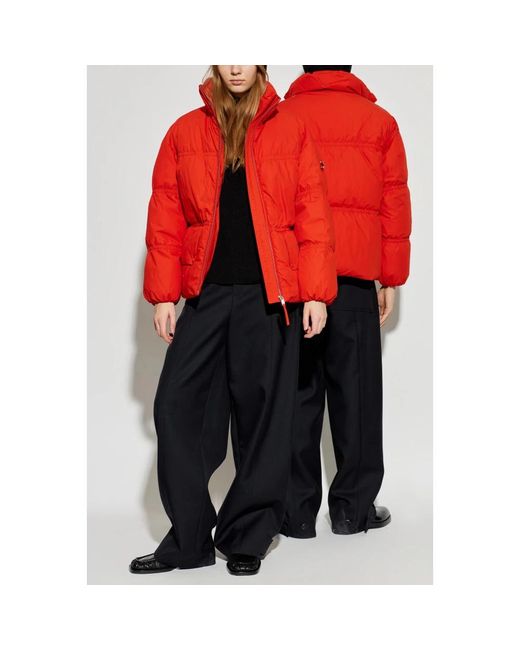 Moncler Jassen ,Rood ,Katoen High-Neck Puffer Jacket in het Red