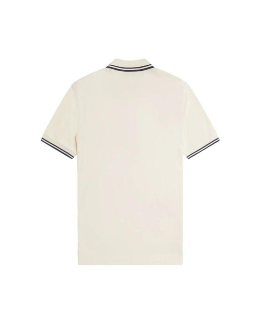 Fred Perry Tops ,Katoen Double Stripe Polo Shirt in het Natural voor heren