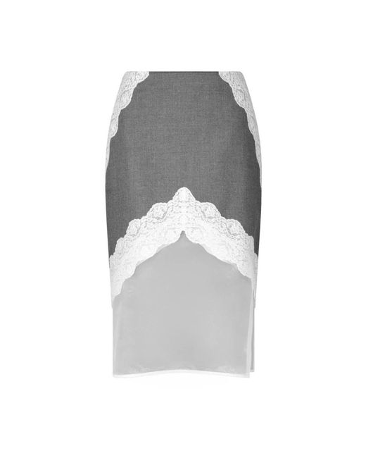 Jil Sander Rokken ,Grijs ,Wol Knie-Lange Wollen Canvas Rok in het Gray