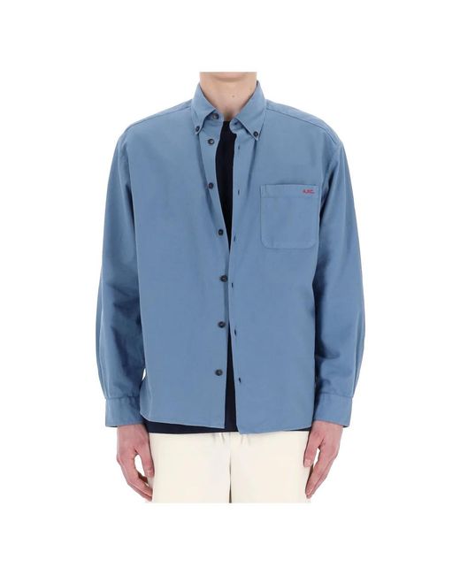 A.P.C. Overhemden ,Blauw ,Katoen Heldere Blauwe Oxford Katoenen Overhemd in het Blue voor heren