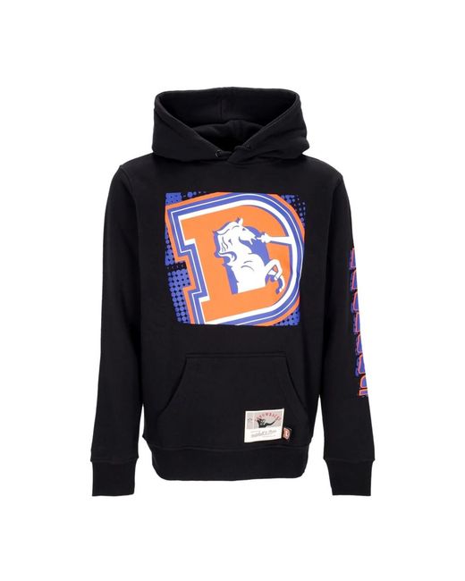 Mitchell & Ness Hoodies & Sweatvesten ,Zwart ,Nfl Big Face Hoodie Denbro Zwart in het Blue voor heren