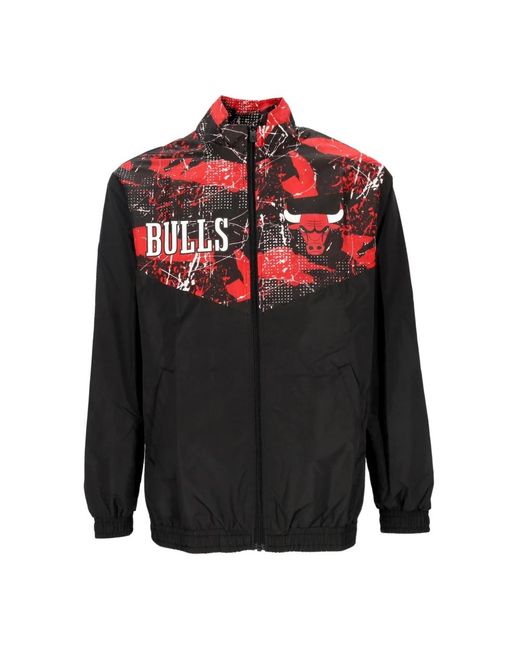 KTZ Jassen ,Veelkleurig ,Polyester Chicago Bulls Trainingsjack All Over Print in het Black voor heren