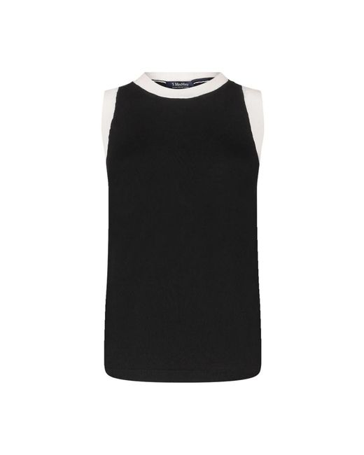 Max Mara Black Schwarzer Pullover Slalom Tank Top