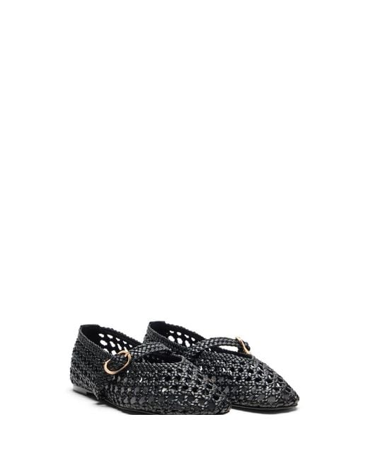 Stuart Weitzman Black Prima Woven Mary Jane