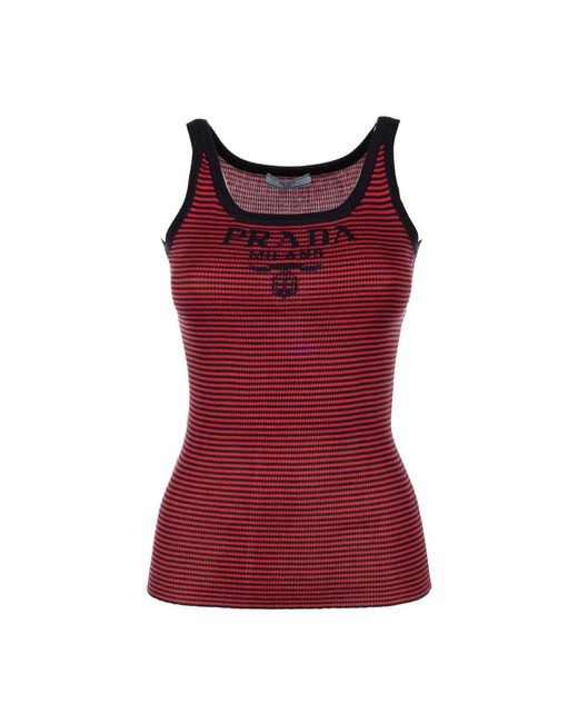 Prada Red Sleeveless Tops