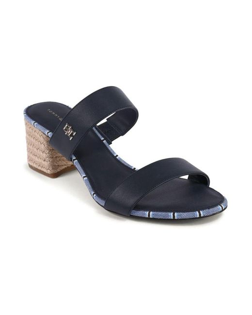 Tommy Hilfiger Blue Blaue Ledersandale Mit Detailreichem Design