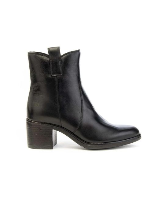Mjus Black Leder stiefeletten mit blockabsatz