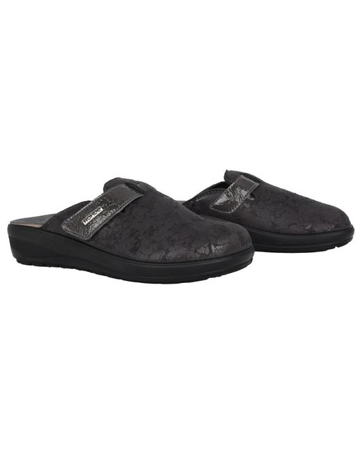 Rohde Schoenen ,Grijs ,Comfortabele Grijze Damesklomp Pantoffels in het Black