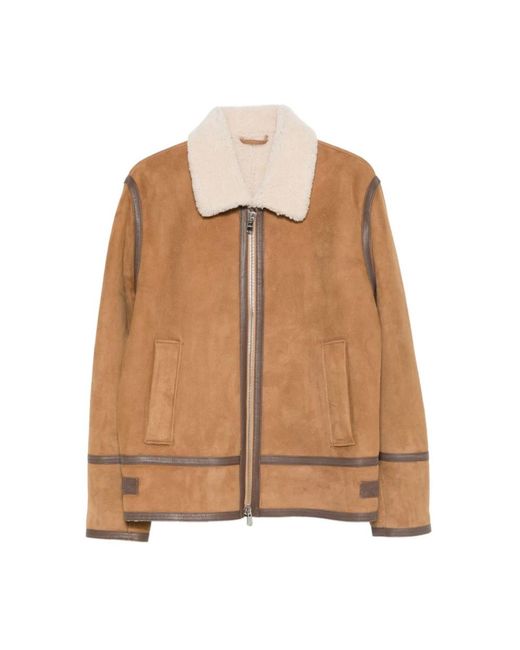 Dondup Jassen ,Bruin ,Leer Shearling Collar Jacket in het Brown voor heren