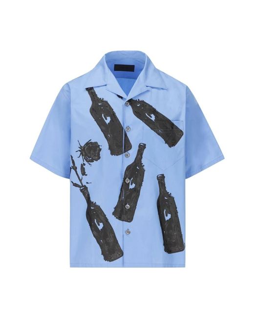 Prada Bowlingshirt Met Geometrische Print in het Blue voor heren