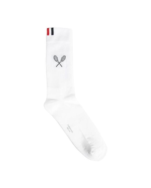 Thom Browne Ondergoed ,Wit ,Katoen Tennisracket Sportsokken in het White voor heren