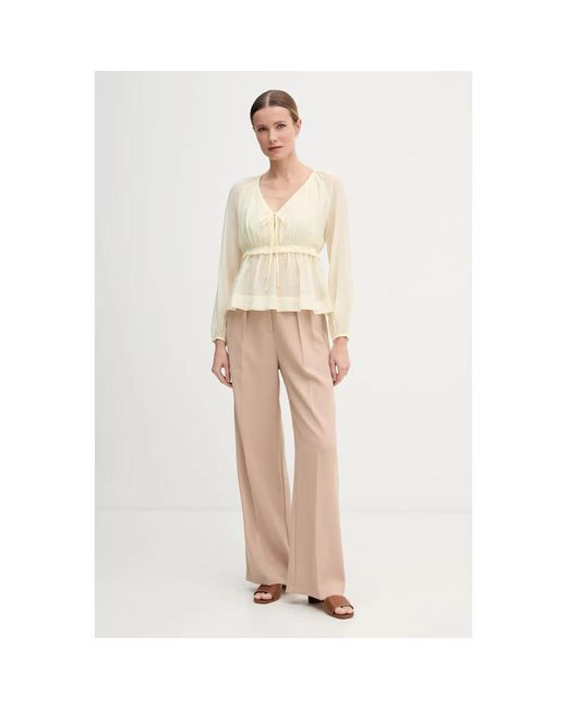 GAUDI Tie V-Neck Blouse in het Natural