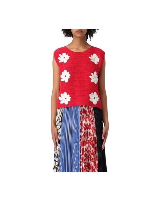 MSGM Red Sleeveless Tops