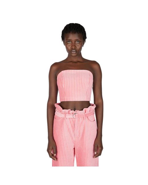 Simon Miller Tops ,Roze ,Corduroy Strapless Top in het Pink