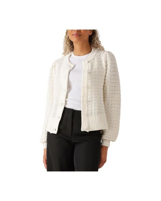 Moss Copenhagen White Eleganter Weißer Cardigan Für Frauen