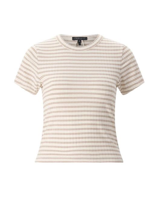 Rag & Bone Tops ,Bruin ,Katoen Slub Gestreept T-Shirt in het White