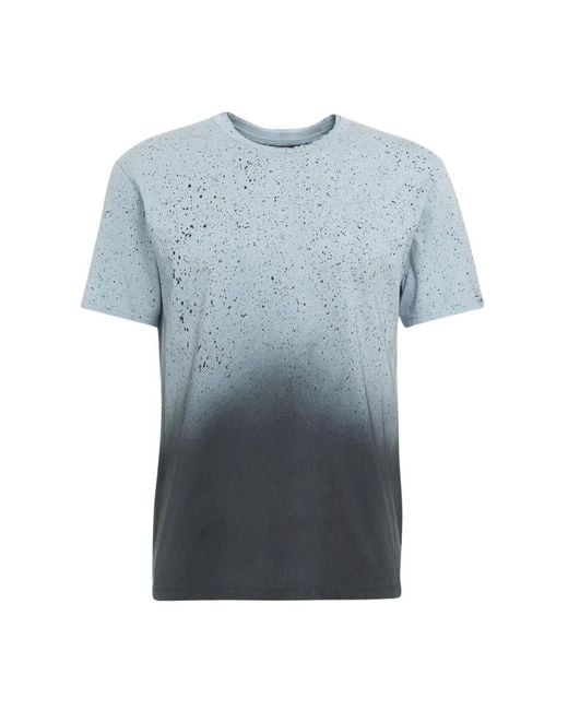 Grifoni T-Shirt Met Dubbele Rand En Halve Mouw Schilderen in het Blue voor heren