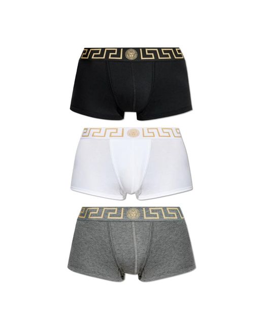 Versace Ondergoed ,Veelkleurig ,Katoen Driepak Boxershorts Met Logo in het Black voor heren