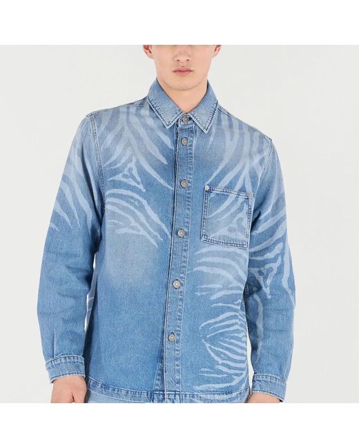 Roberto Cavalli Blue Denim Shirts for men
