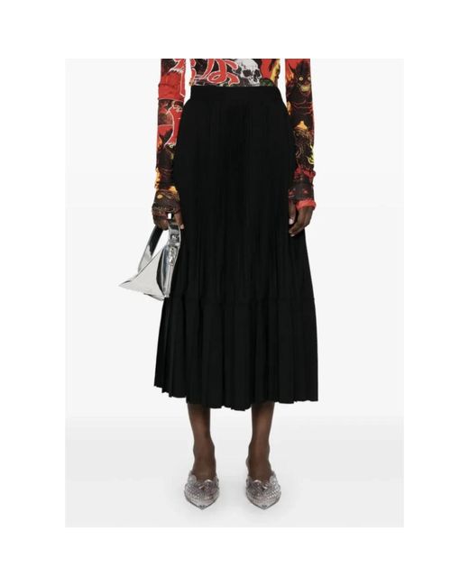 Junya Watanabe Rokken ,Zwart ,Wol Geplooide Rok Met Riem in het Black