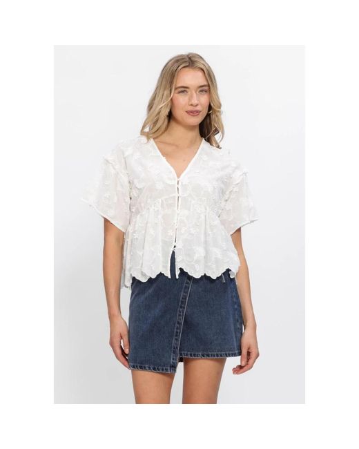 Object Objlora/Re V/Neck Top in het White