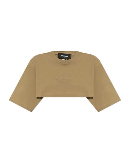 DSquared² Tops ,Katoen Kort, Losvallend T-Shirt in het Natural