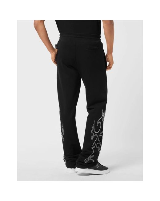 Philipp Plein Broeken ,Zwart ,Katoen Tracksuit Broeken Texas Studs in het Black voor heren