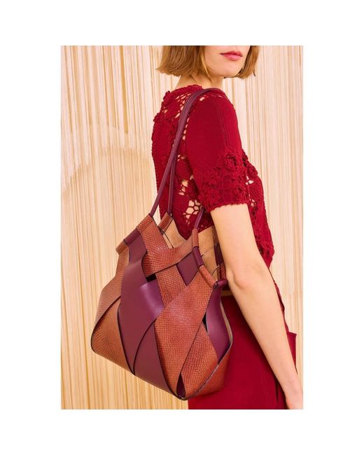 Ulla Johnson Purple Geprägte Mixte Tote Tasche