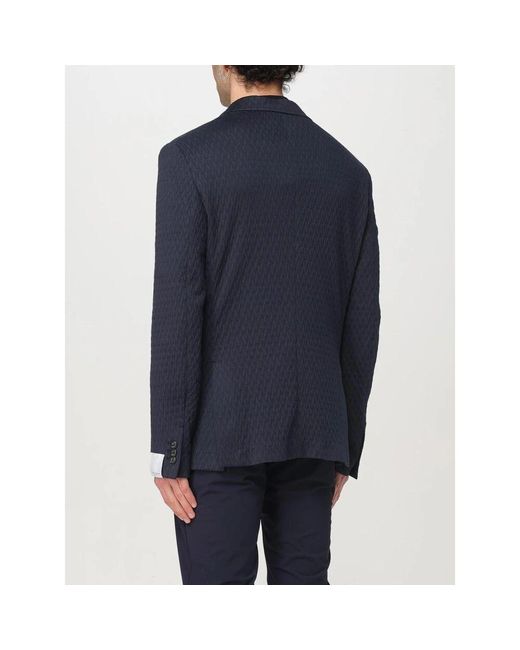 Paolo Pecora Blauer Doppelreihiger Blazer Taschen in Blue für Herren
